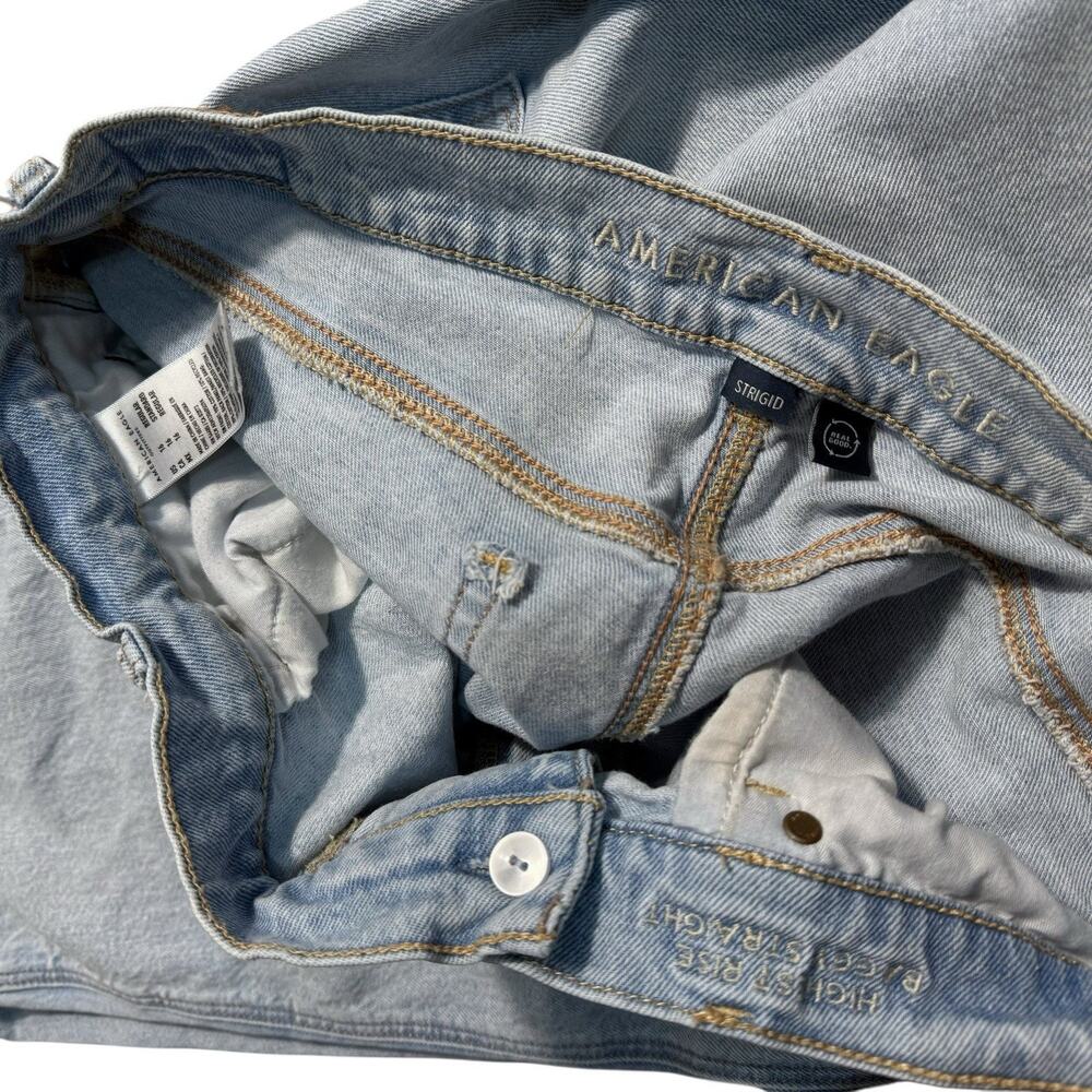 American Eagle Jeans Size 16 Highest Rise Baggy Straight Light Wash Denim - Picture 5 of 6